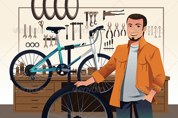 Bicycle Store Owner in his Bike Repair Shop