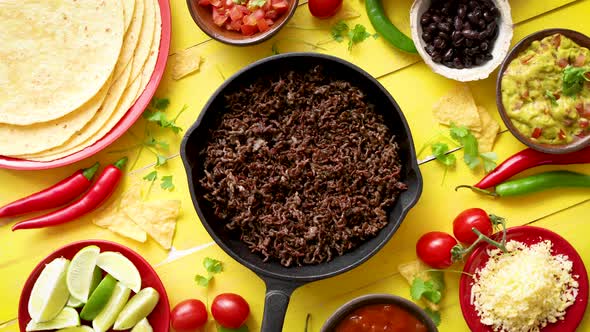 Various Fresh and Tasty Ingredients for Chilli Con Carne