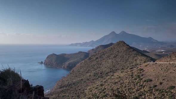 Coastal panoramic timelapse, cabo de gata, spain