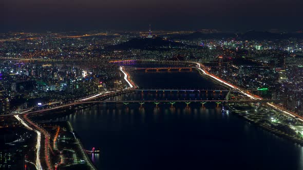 Korea Night Seoul Cityscape River Illumination