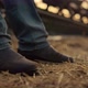Agronomist Boots Stand Field at Harvester Straw Closeup - VideoHive Item for Sale