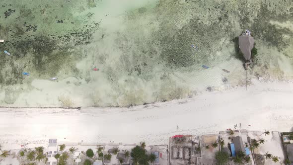 Zanzibar Tanzania  Aerial View of the Ocean Near the Shore of the Island Slow Motion