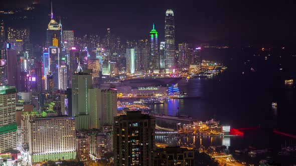 Cityscape Pictorial Wan Chai District in Hong Kong at Night