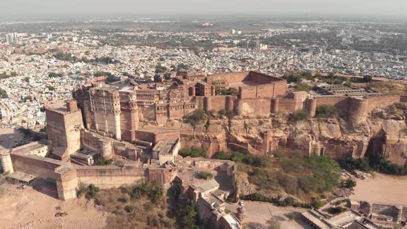 Majestic view of Mehrangarh fort and the city  of Jodhpur, Rajasthan, India