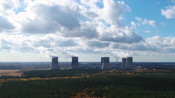 Nuclear Power Plant Aerial View