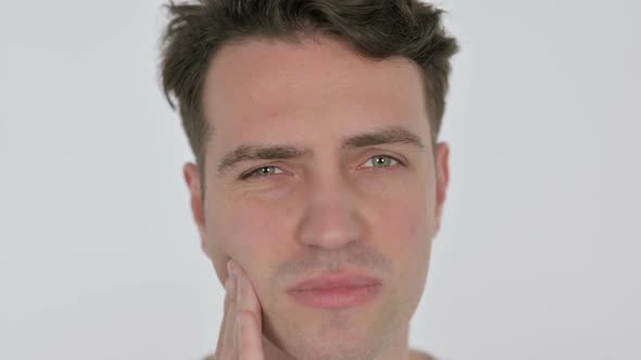 Face Close Up of Young Man with Toothache