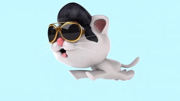 Fun 3D cartoon rockstar cat with alpha channel