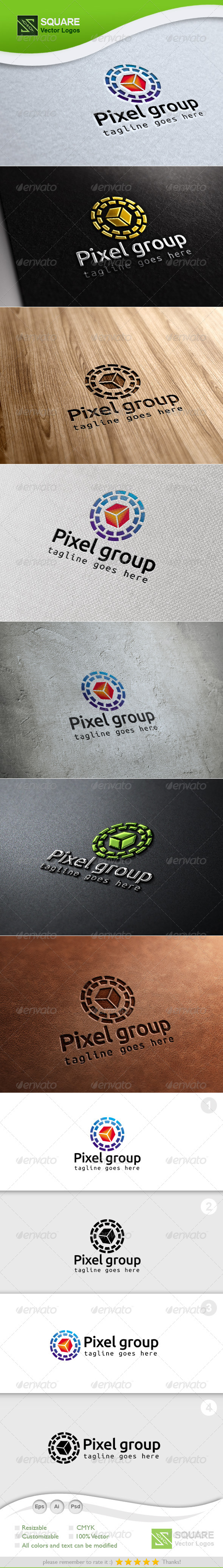 Pixel, Circle Vector Logo Template