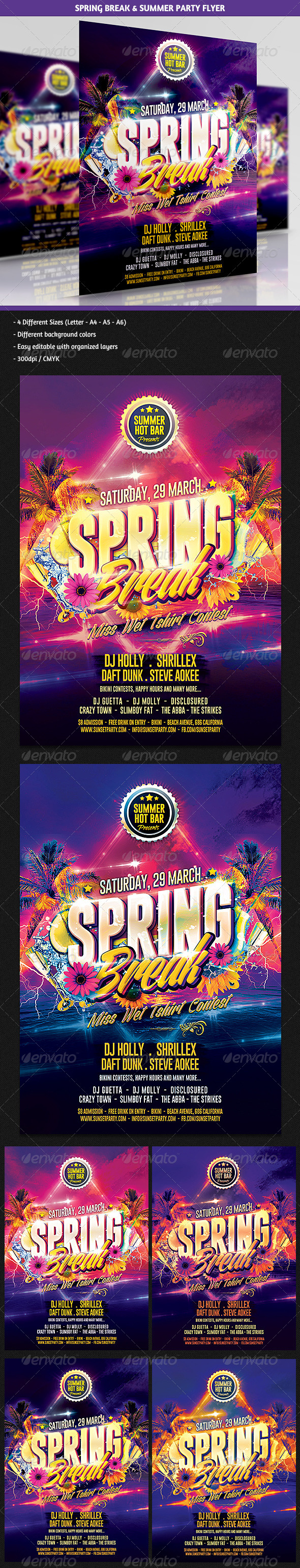 Spring Break & Summer Party Flyer
