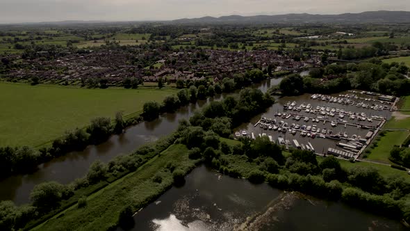 Upton-upon-Severn River Severn Marina Small Historic Town Malvern Hills Aerial Landscape