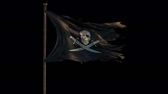 Pirate Flag Mid Shot Looping A 4K