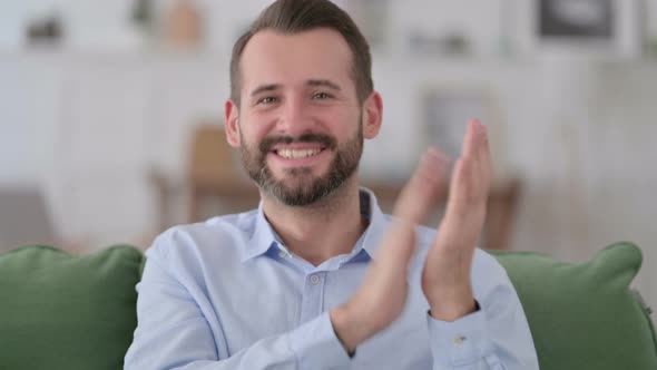 Applaud, Young Man Clapping at Home 