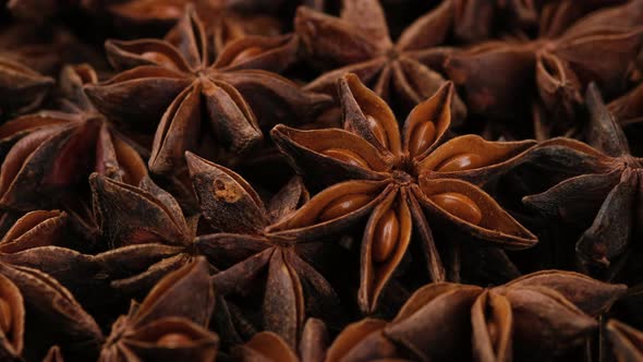 Spice Dry Star anise spice close up. 4K UHD video