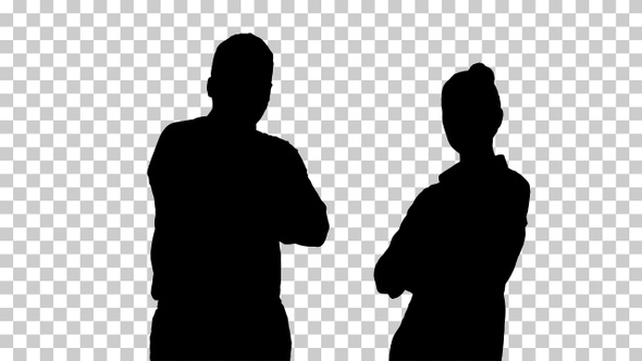 Silhouette International business people standing with alt