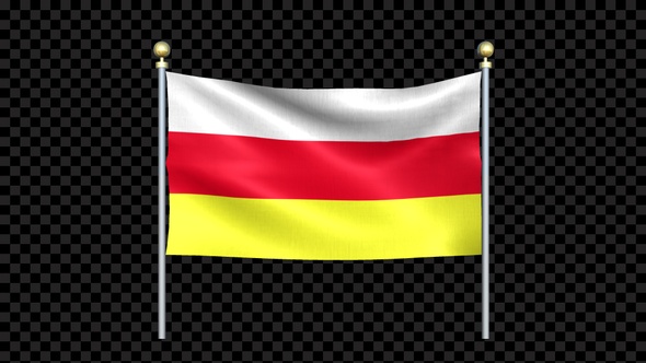 South Ossetia Flag Waving In Double Pole Looped