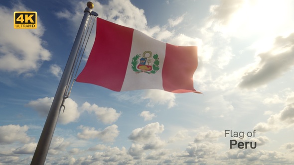 Peru Flag on a Flagpole - 4K