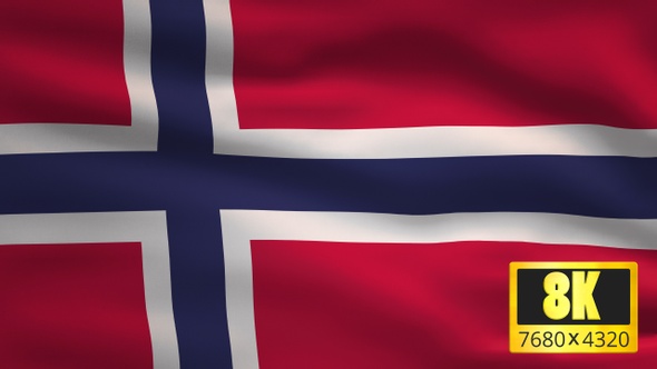 8K Norway Windy Flag Background