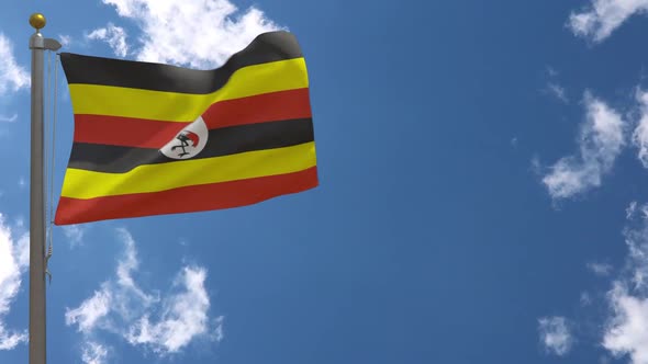 Uganda Flag On Flagpole