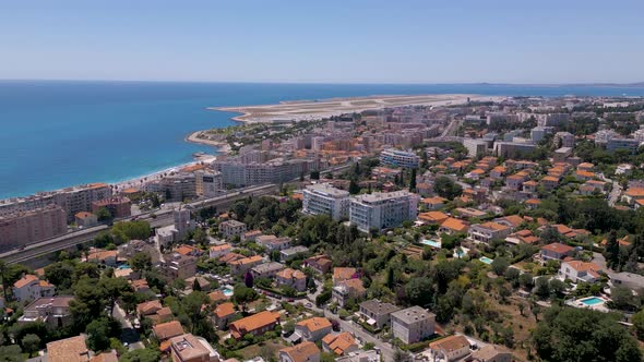 Aerial view of Nice Cote d'Azur Airport in France