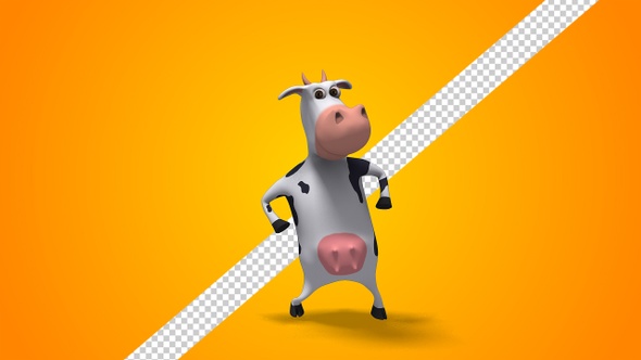 Happy Cartoon Cow Dancing