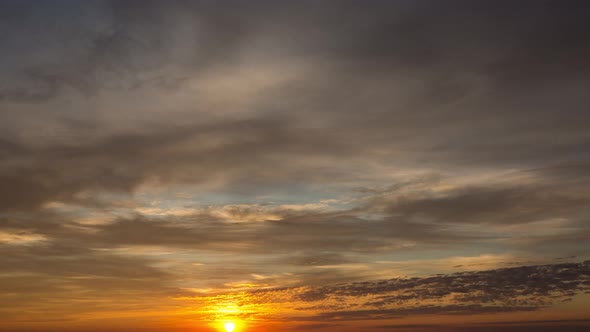 Orange Sunrise Early In The Morning. Romantic Sunrise. Dramatic Sunrise, Timelaps