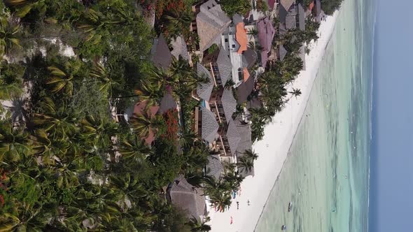 Vertical Video of the Ocean Near the Coast of Zanzibar Tanzania Aerial View