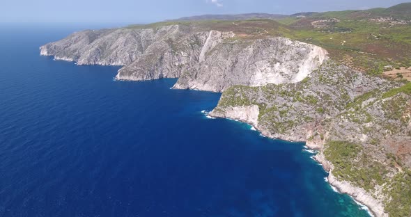 Flying high over Zakynthos cliffs in Greece