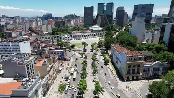 Famous Arches of Lapa tourism landmark at downtown Rio de Janeiro Brazil