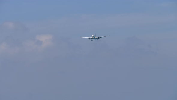 Jet Airplane Approaching Over Ocean