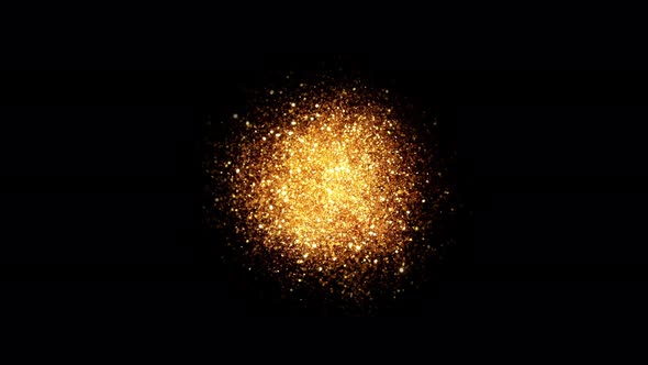 Super Slow Motion Shot of Round Golden Glittering Explosion Isolated on Black at 1000Fps