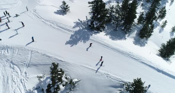 Ski Center And Skiers Aerial View 3