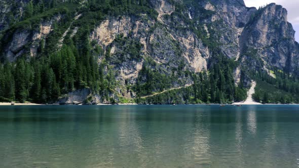 Lake Lago Di Braies in Dolomites, Italy Alps