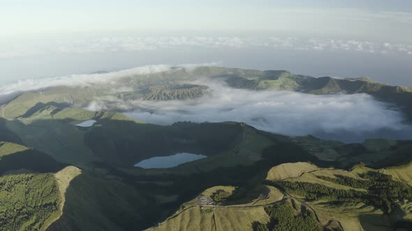 Aerial view of Lagoa das Eguas, Azores, Portugal.