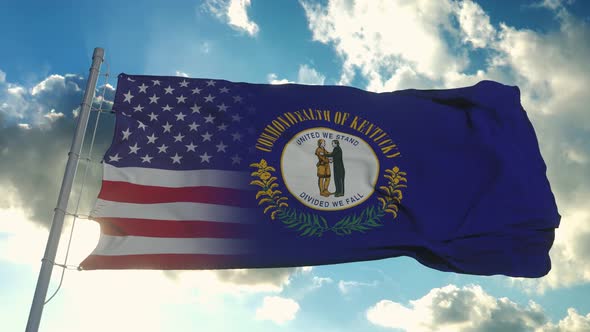 Flag of USA and Kentucky State