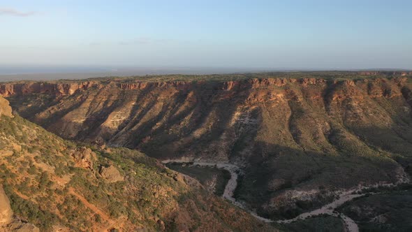 Sunset at Charles Knife Canyon, Cape Range National Park, Exmouth, Western Australia 4K Aerial Drone