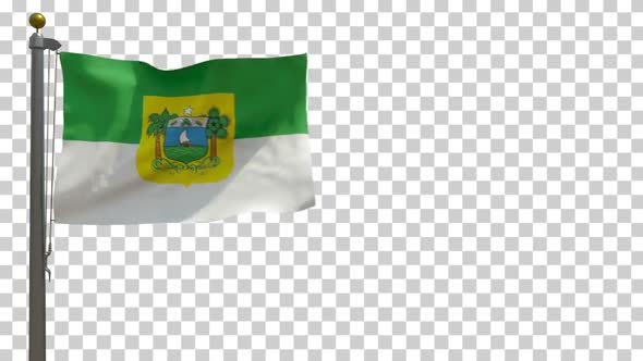 Rio Grande do Norte Flag (Brazil) on Flagpole with Alpha Channel - 4K