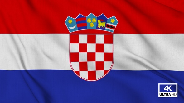 Croatia Flag Waving Slowly Looped