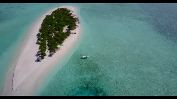 Aerial drone view sky of beautiful coast beach holiday by clear lagoon with white sandy background o
