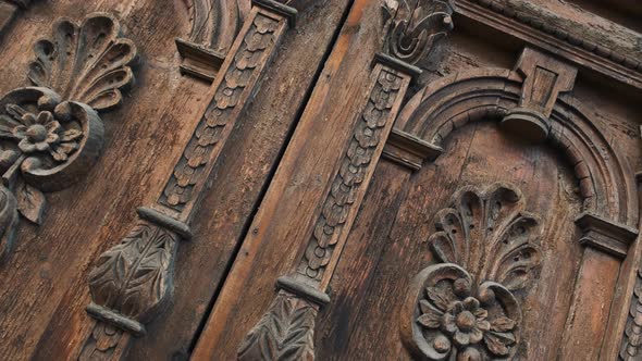 Old Wooden Door of a Beautiful Ancient Building. Wood Texture Doors