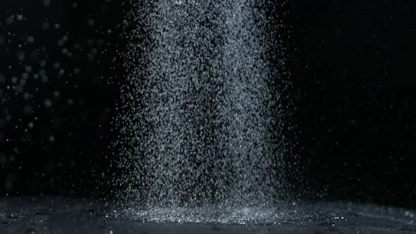Shower Rain on Dark Background, Shooted with High Speed Cinema Camera at 1000 Fps.  Footage.