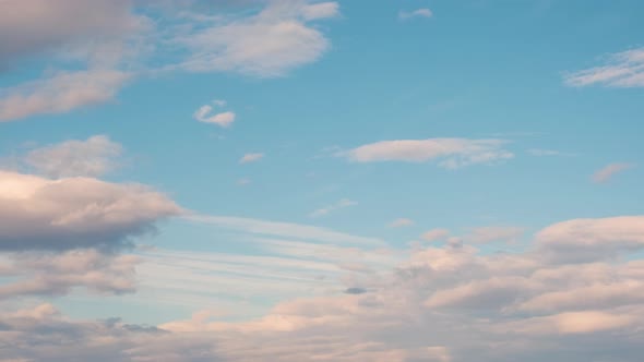 Time Lapse with Fast Moving Clouds on Blue Sky