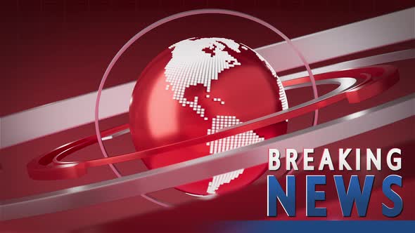 3D World News Background Loop Digital World Breaking News Studio Background for News Report and