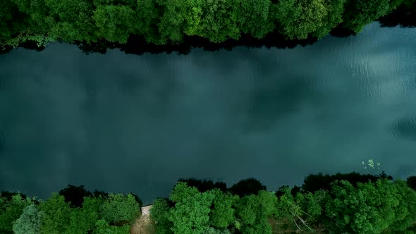 Aerial view of a person doing Kayak in Karlovac province, Croatia.