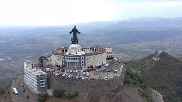 Aerial: Cristo Rey, sacred, Mexico, drone view