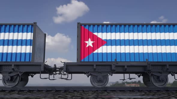 Containers with the Flag of Cuba