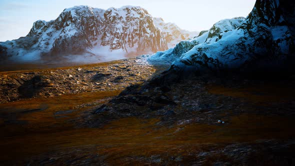 Mountains with Snow and Dry Hills in Chile