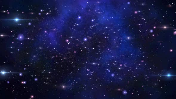 Blue Stars Glowing Space Galaxy Travel Loop Background
