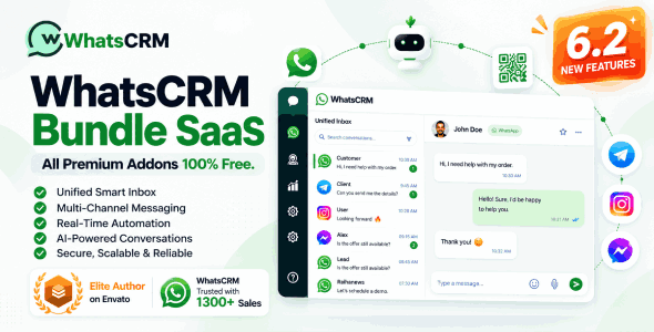 WhatsCRM | WhatsApp CRM, AI Automation and Multi-Channel SaaS Bundle (Node.js Script)