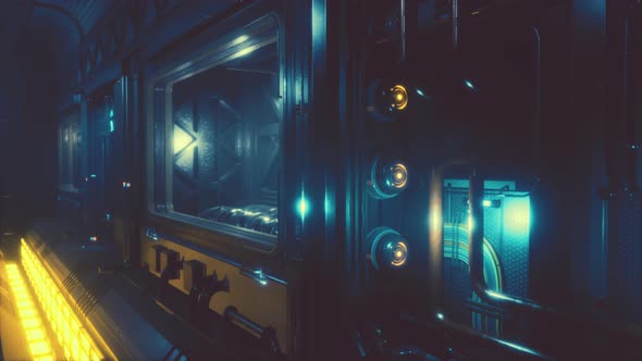 Realistic Futuristic Scifi Spaceship Corridor alt