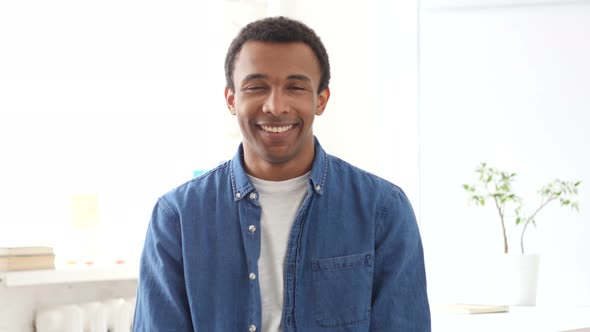 Portrait of Smiling Young Afro-American Man